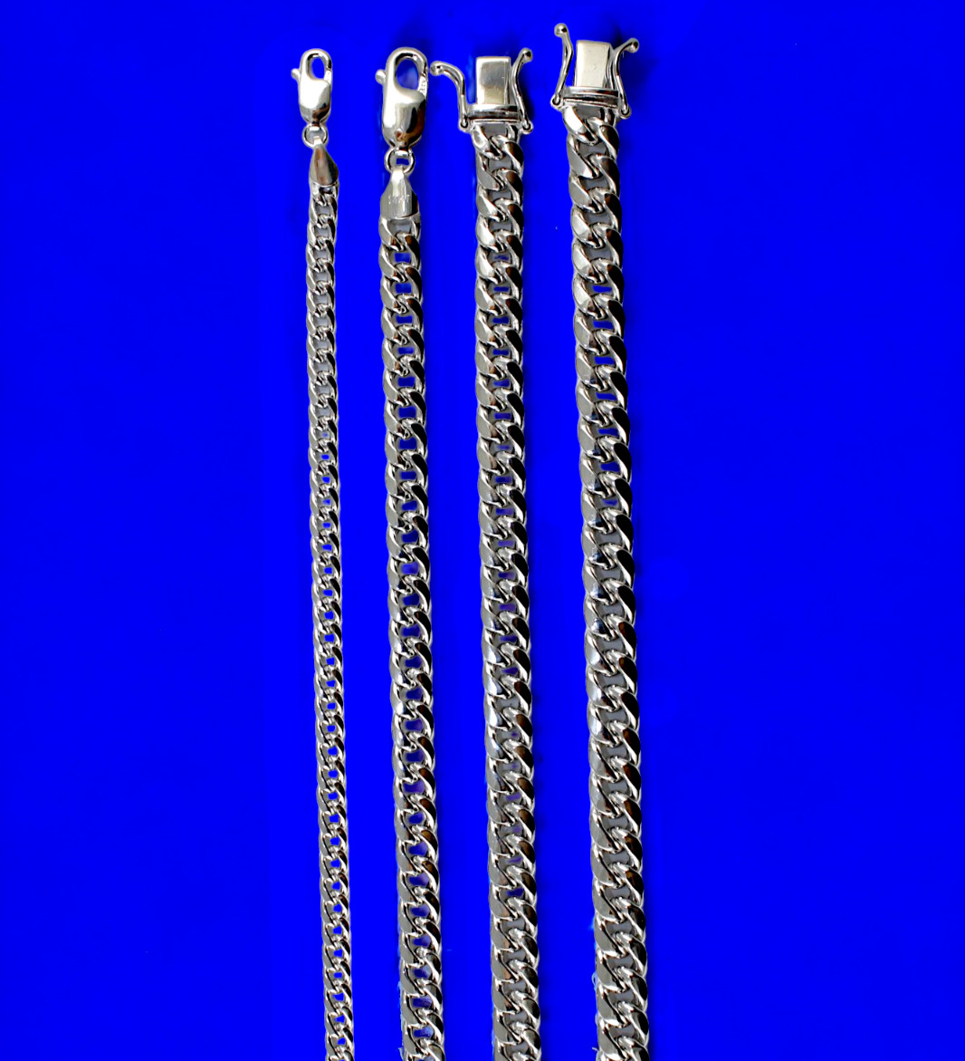 10K White Gold 2mm-7mm Miami Cuban Link Chain Necklace Bracelet Real 7″-30″
