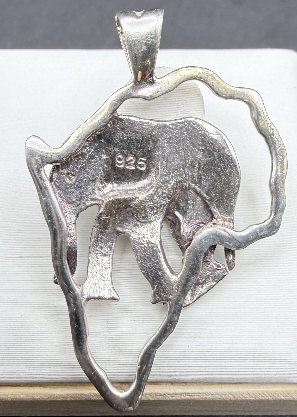Vtg 925 Sterling Silver Elephant Pendant Openwork Safari Animal 1.5” S3