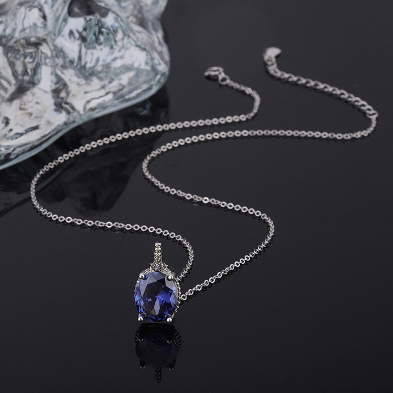 Ocean Heart Necklace Crystal Blue Collar Chain Girl,Fashion Jewelry Gift