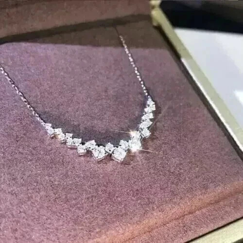 2Ct Round Cut Lab Created Diamond Women’s Necklace 14K White Gold Plated Silver