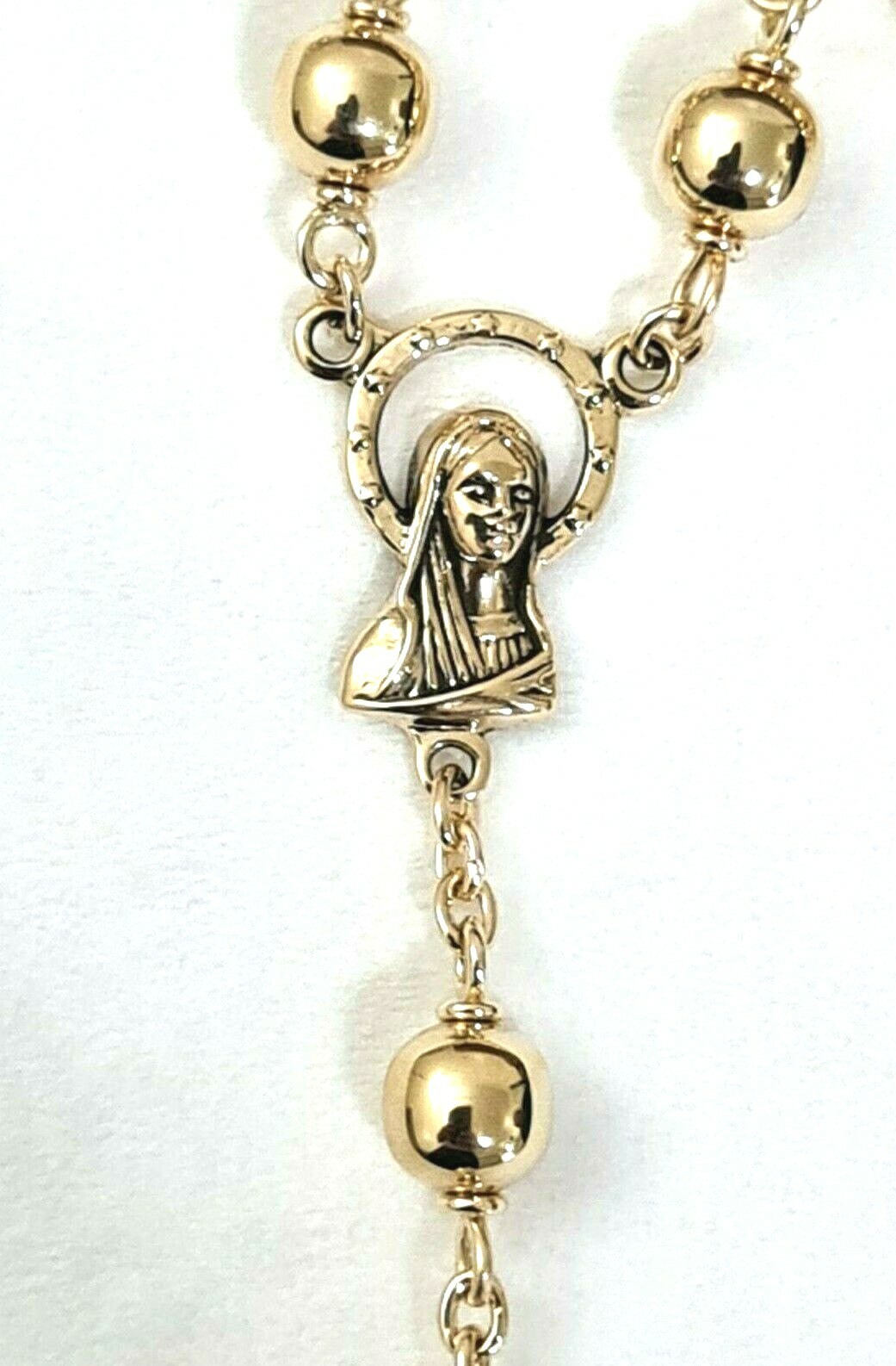 Genuine New 9ct Yellow Gold Ball Rosary Bead Chain Necklace Religious 70cm