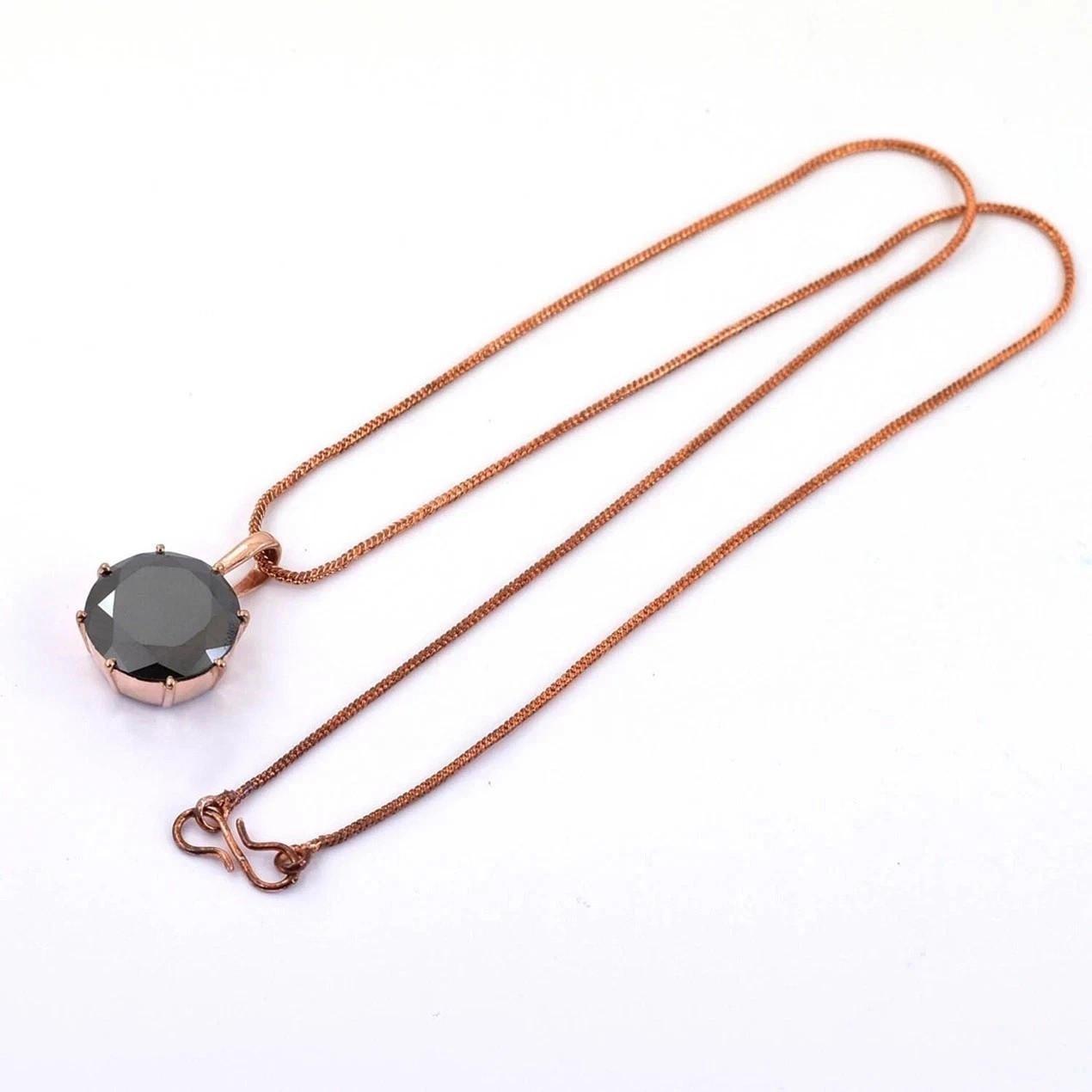 Minimalist 12 Ct Black Diamond Pendant Rose Gold Plated AAA Certified Ideal Gift
