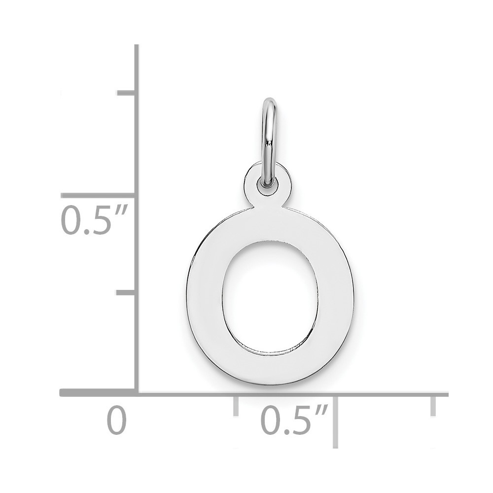 10k White Gold Small Block Initial O Charm Pendant 0.31gm L-18mm, W-12mm