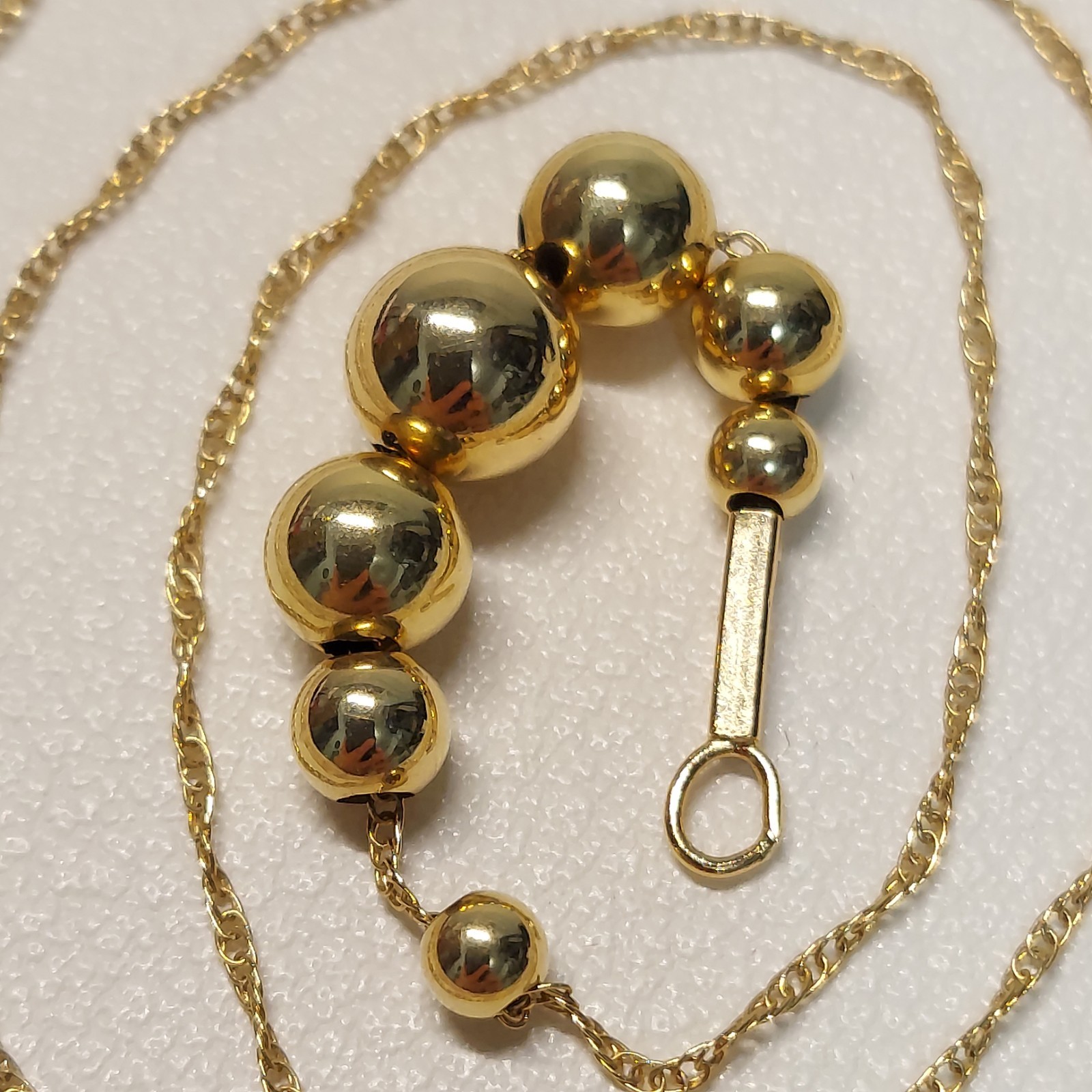 1.22g 14K Gold Beaded Station Necklace Minimalist Ball Chain Necklace 24.4 in