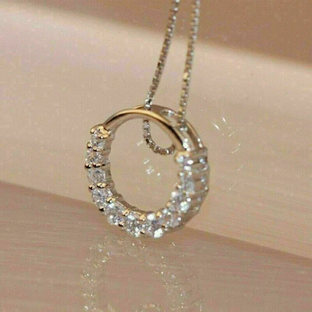 2Ct Round Cut VVS1 LAB Diamond Women’s Circle Pendant Necklace White Gold Finish