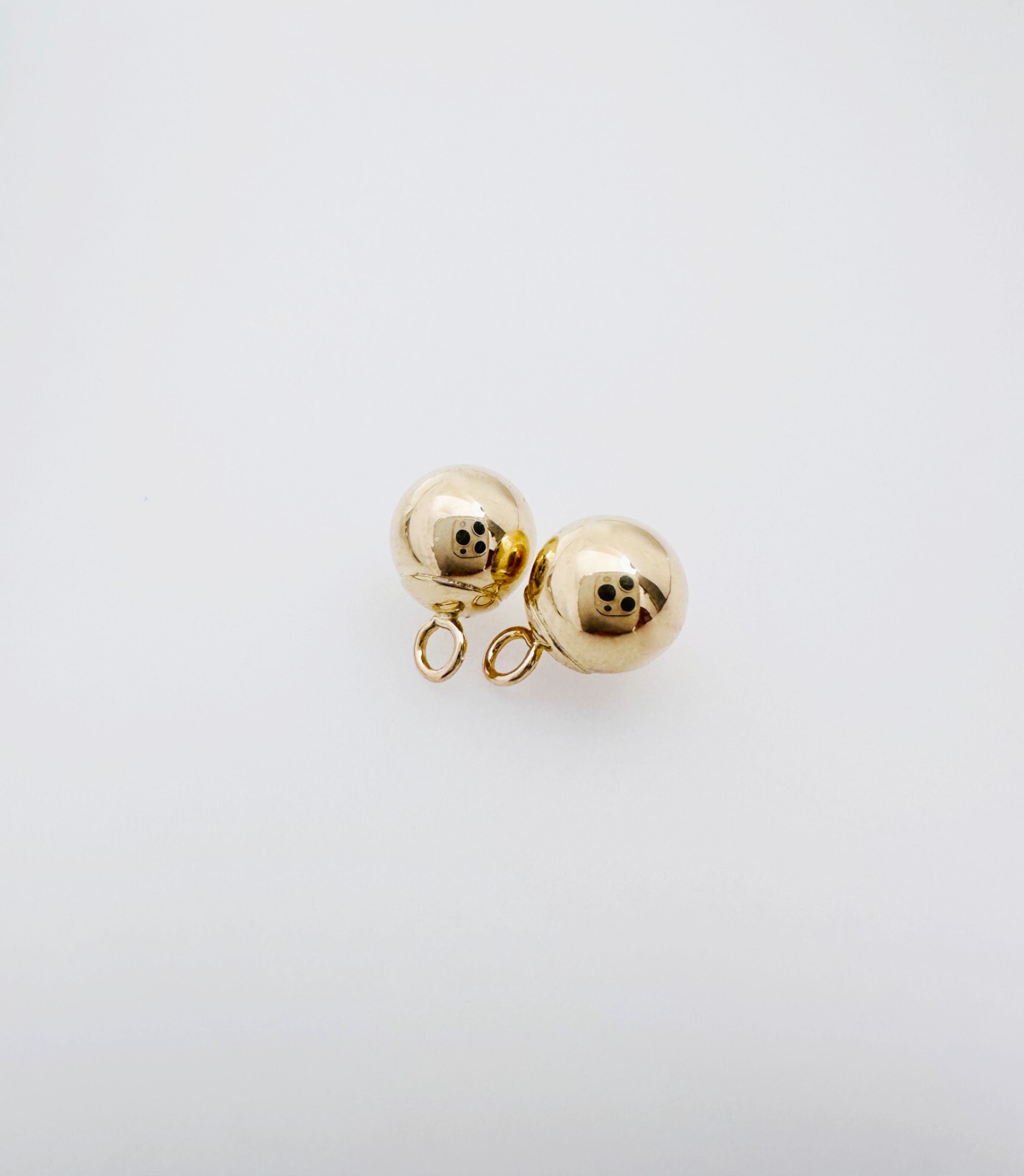 SET of 2 – 14K Solid Yellow Gold 6mm Ball Bead Mini Charms Drop Dangles 6×8.6mm