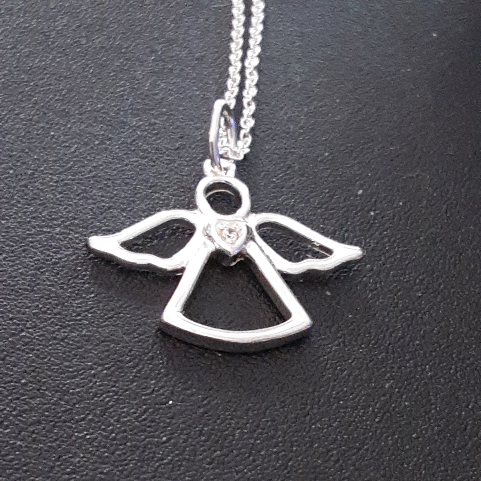 AVON ~ BEAUTIFUL .925 Sterling Silver CZ “ANGEL” Necklace ~ 18 in