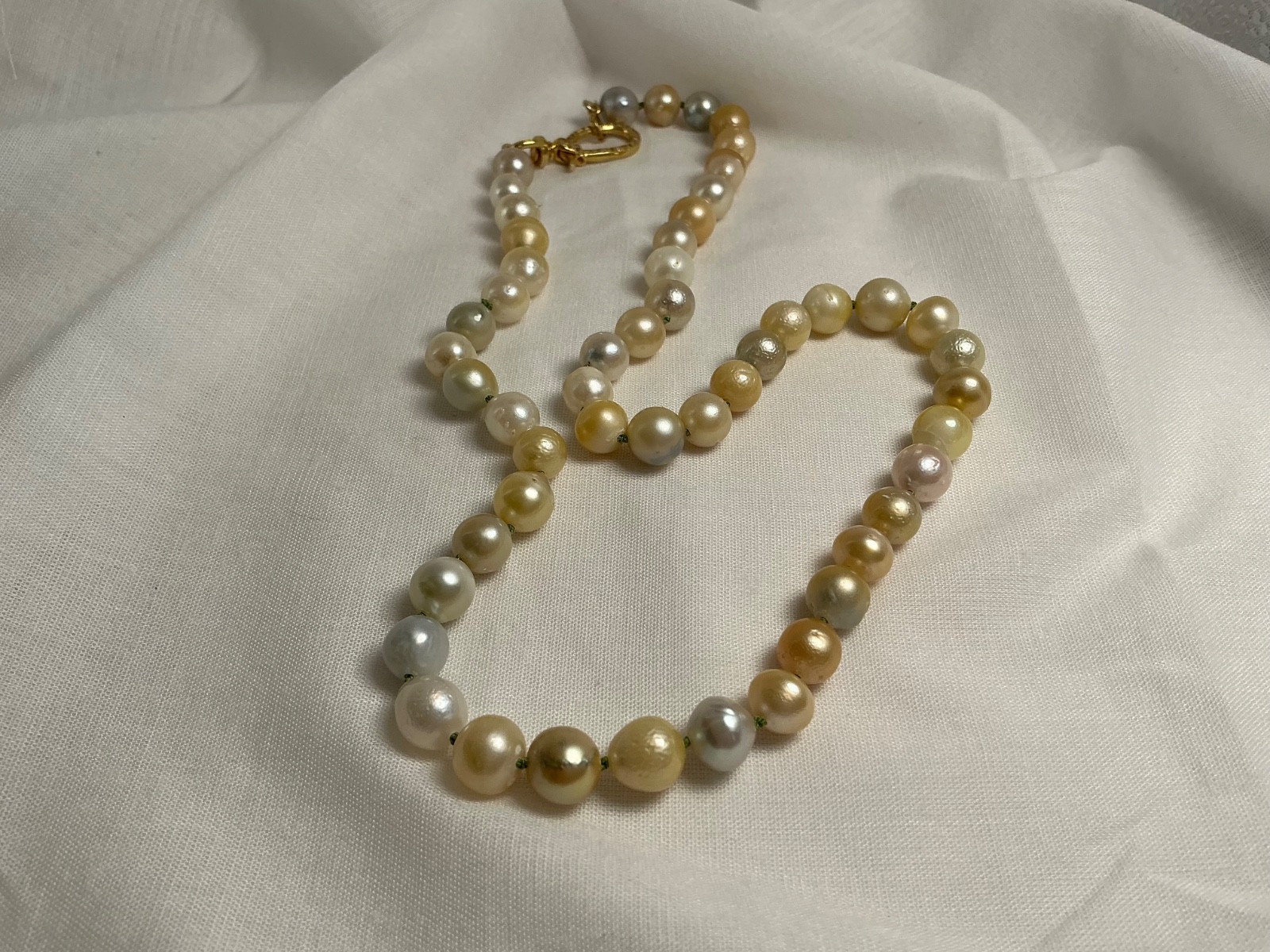 South Sea Pearl Necklace | 8 to 10mm | Sterling Diamond Clasp