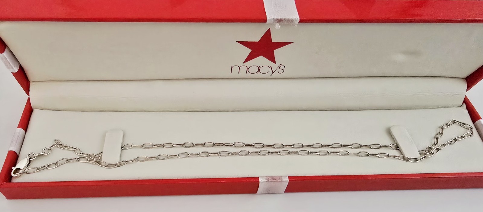 925 Sterling Italy PAPER CLIP LINKS CHAIN NECKLACE ☆ 18″LENGTH