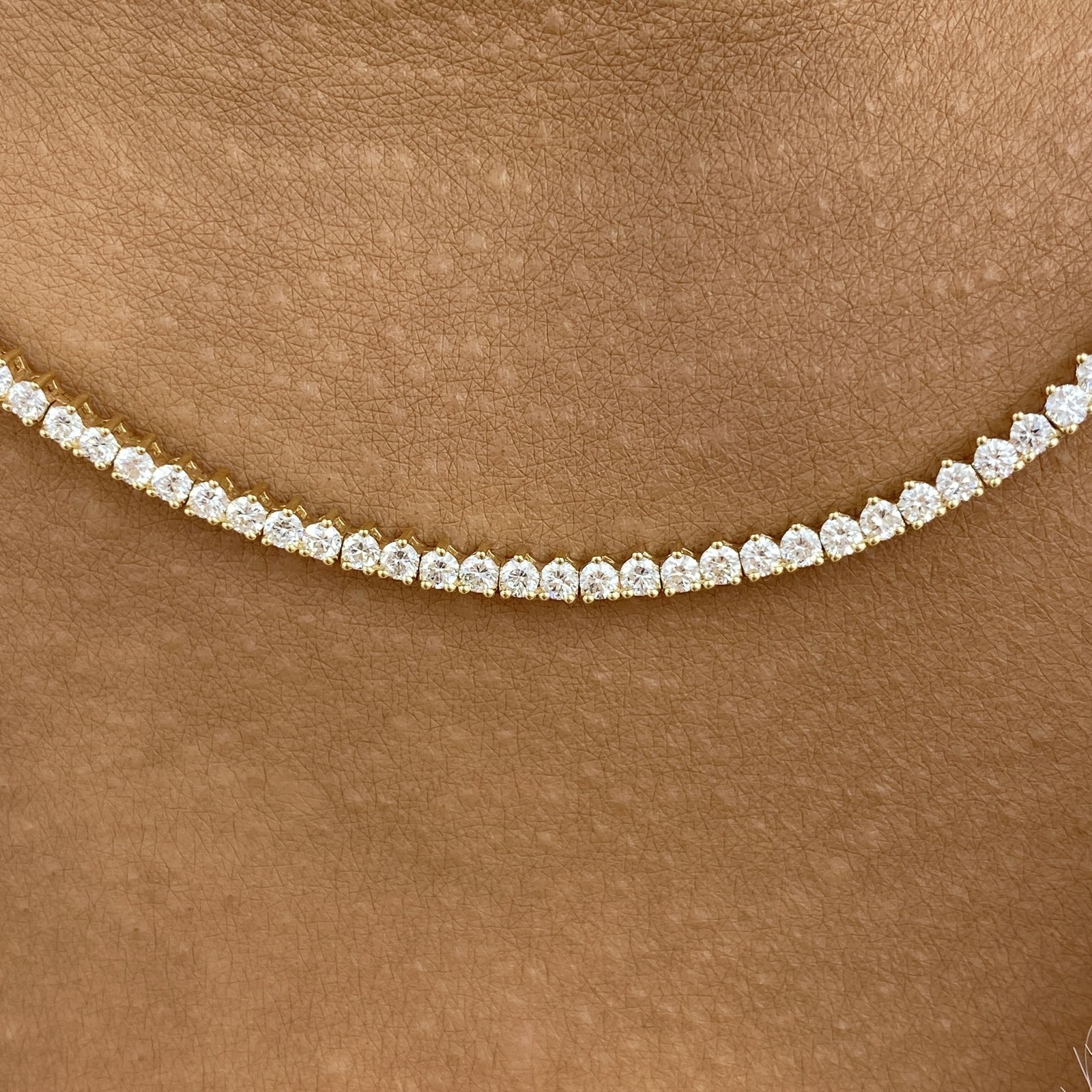 2.70CT Round Cut Lab Grown Diamond Chain Necklace For Adjustable 14k Yellow Gold