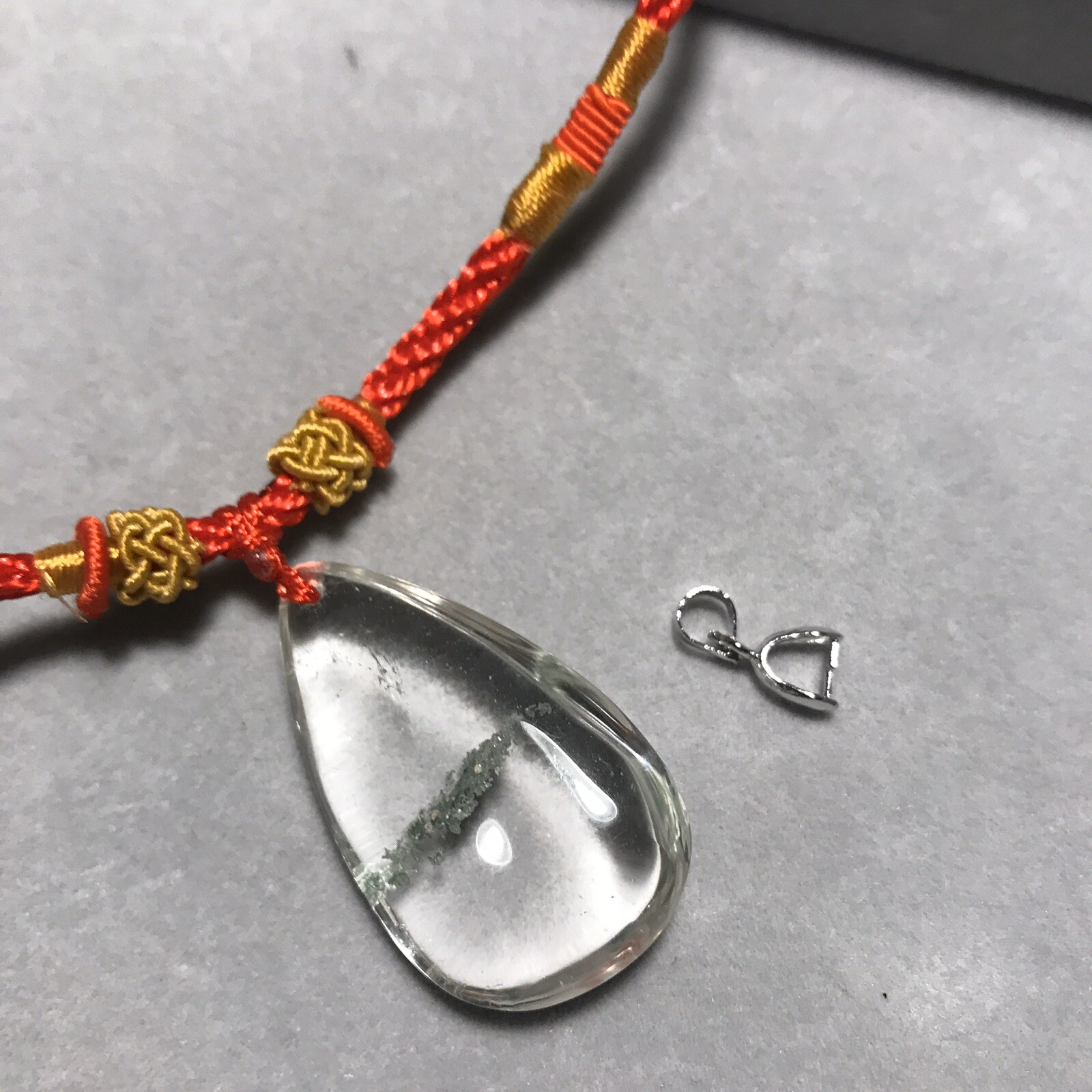 US SELLER Natural Green Phantom Quartz Pendant Teardrop Crystal GEM Necklace