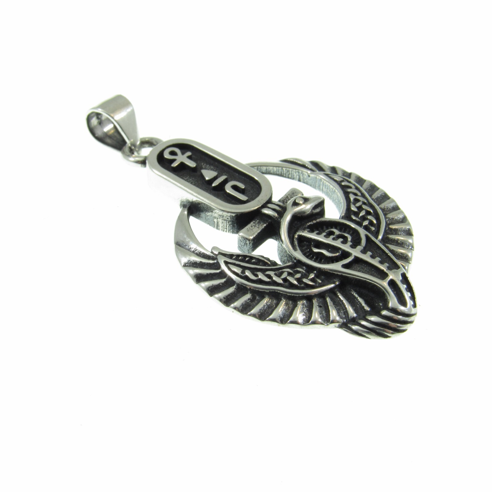 Solid 925 Sterling Silver Egyptian Wadjet Pendant, Falcon & Cobra Goddess Amulet