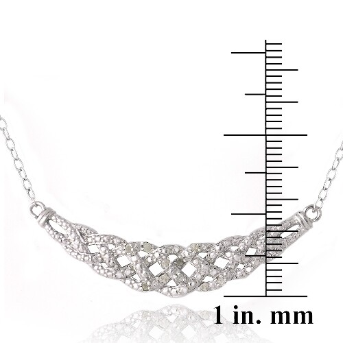 925 Silver 1/10ct Diamond Intertwined Braided Necklace, 18″