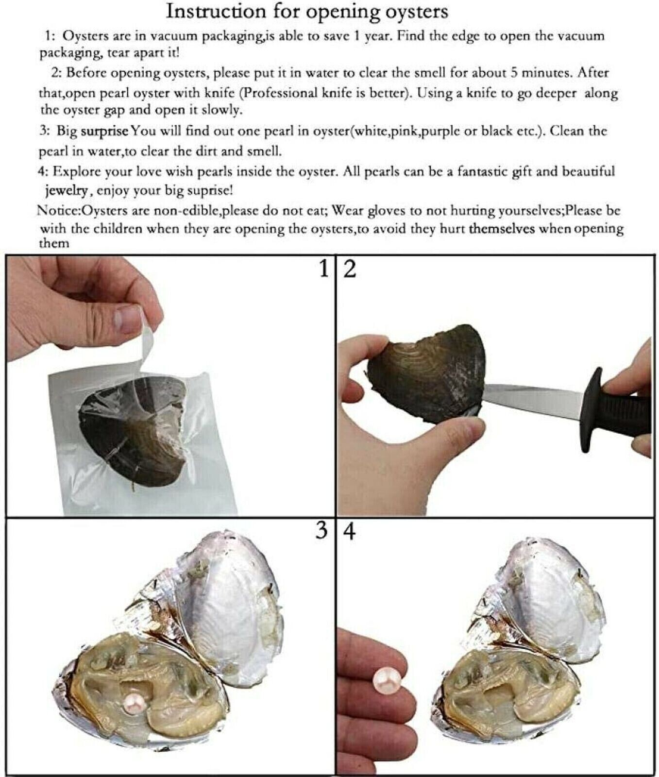 50PCS Akoya Oysters Natural Real Pearl Freshwater Pearl Gfit 7-8mm Vacuum Pack