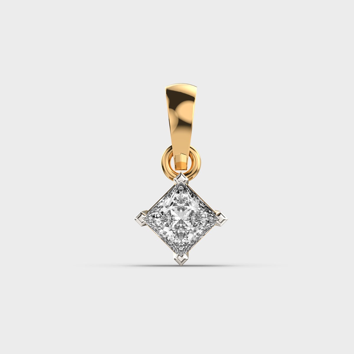 2.00Ct Dainty Dancing Princess Cut Pendant without Chain 14k gold plated