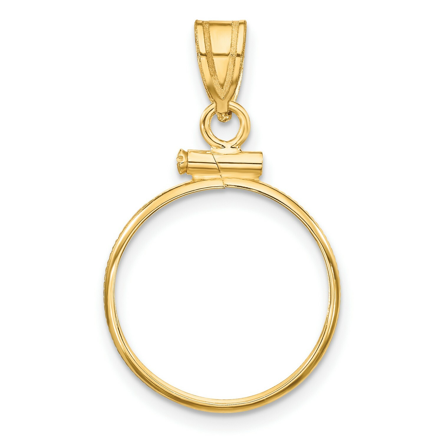 1918-1948 Mexico 2.5 Pesos Screw Top Reeded Border Coin Bezel in 14k Gold