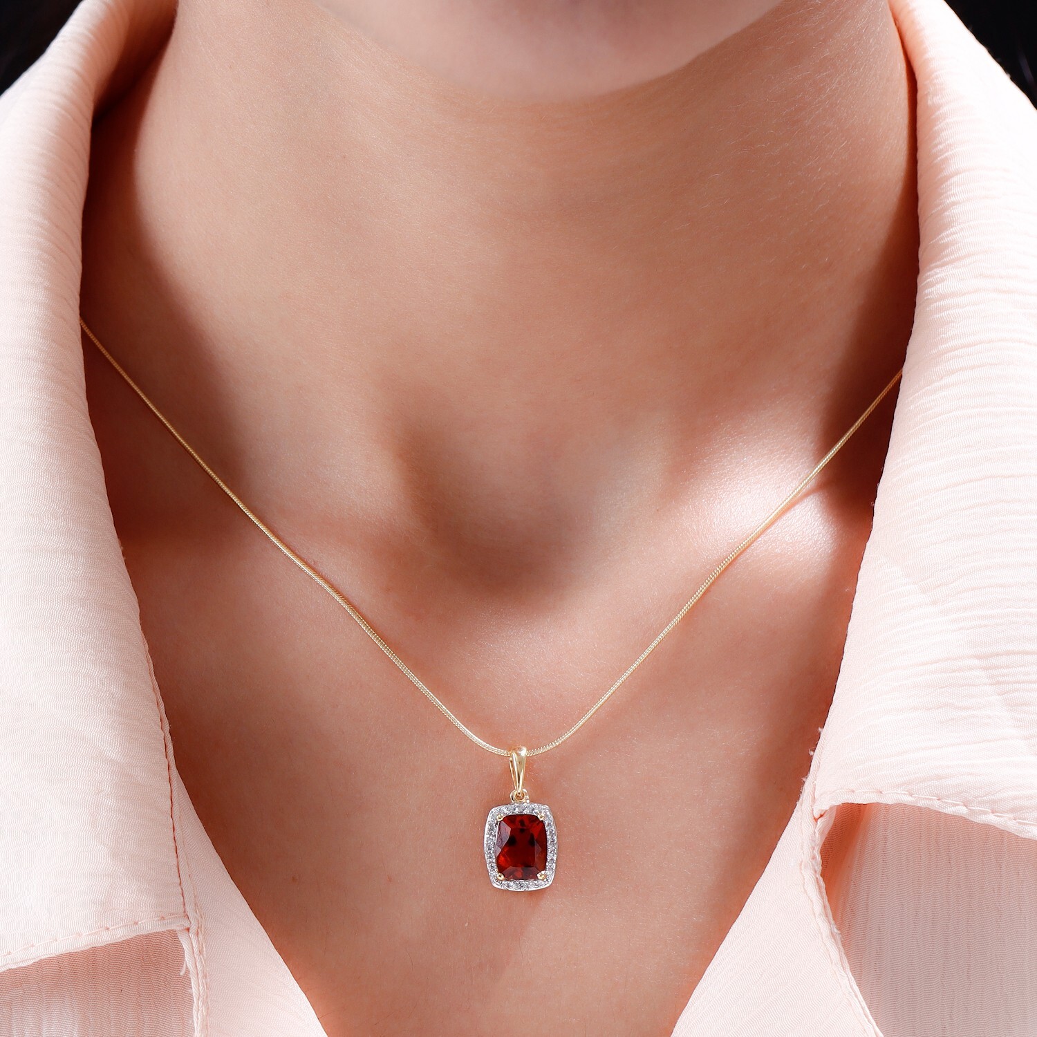 Natural Madeira Citrine Halo Pendant Necklace 925 Sterling Silver Yellow Gold