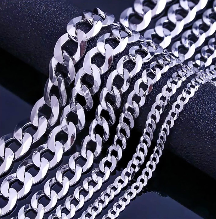 Solid 925 Sterling Silver Cuban Link Chain Mens Womens Boys Girls Necklace
