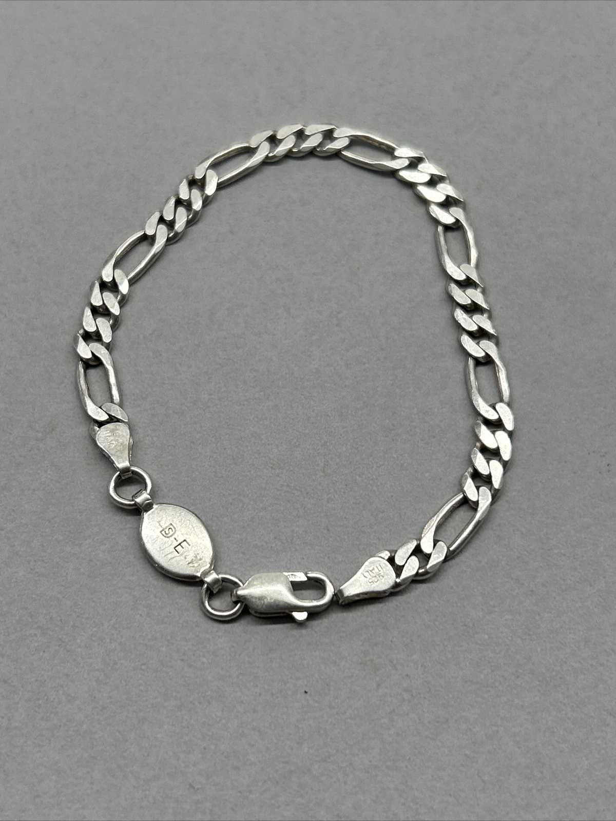 Vintage Signed 925 Sterling Silver Italy Figaro 8 Inch 5mm Bracelet
