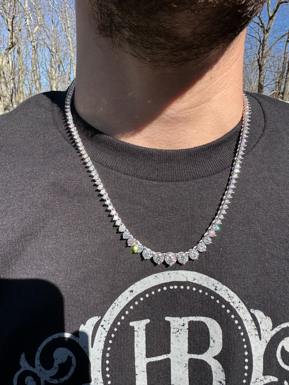 Real Iced MOISSANITE Riviera 3-7mm Graduated Tennis Chain Necklace – VVS D Color