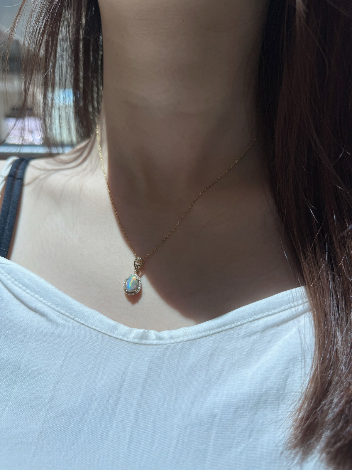 Rare Cat Eye Pattern Australian Solid Opal Red Fire 18K Gold Pendant Yes Opal