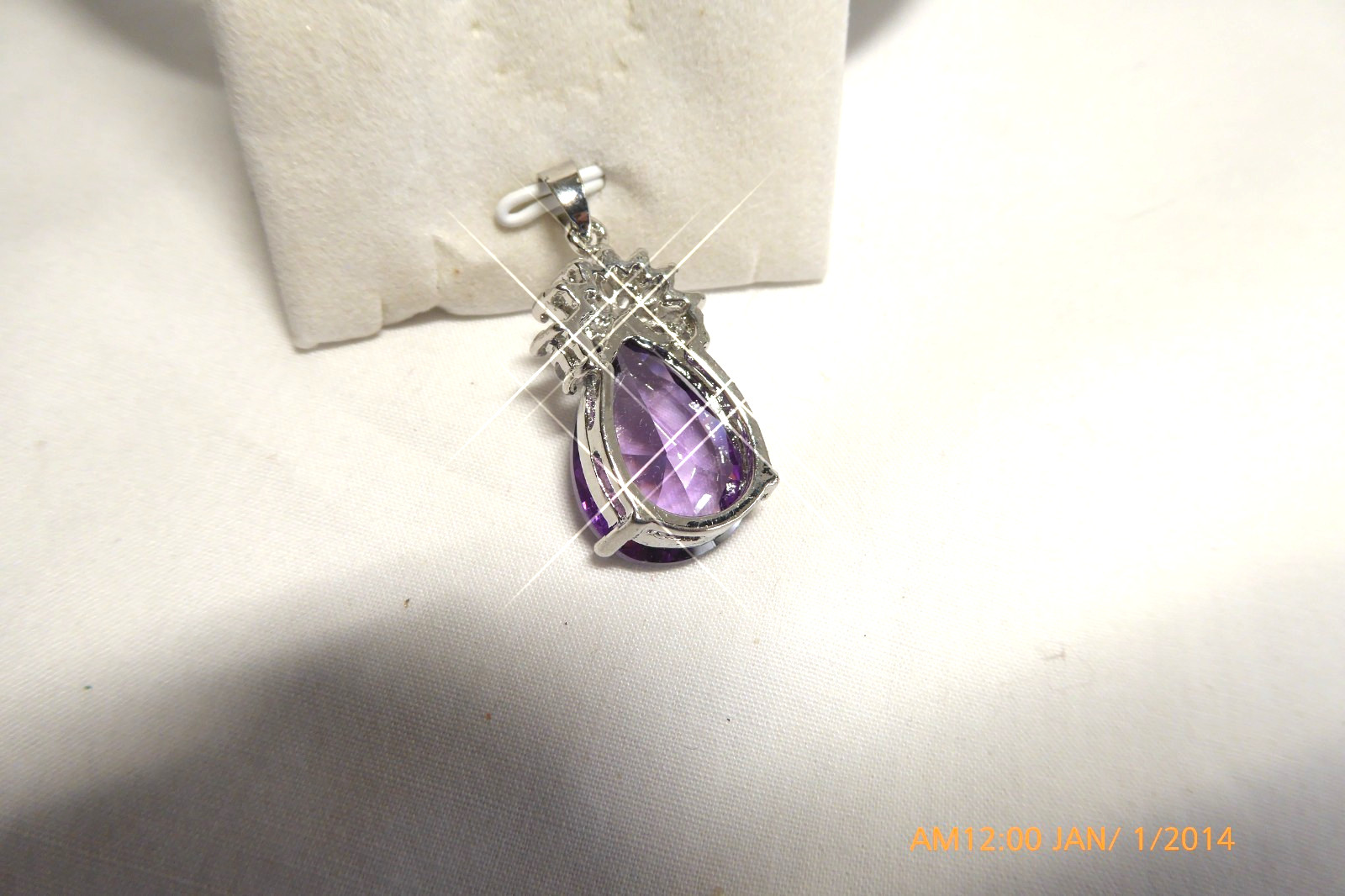 STERLING SILVER AMETHYST TEARDROP PENDANT