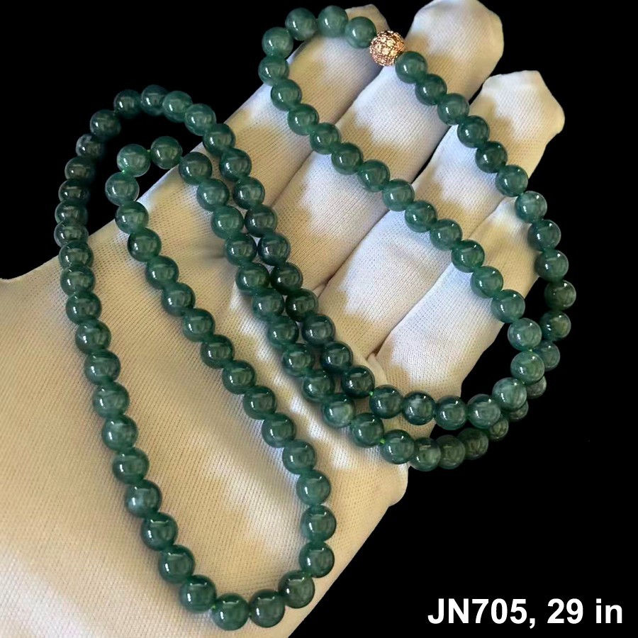 Natural Hi-grade Jade Jadeite Beads Bracelet , Width 7 mm, Length 28,29 inch