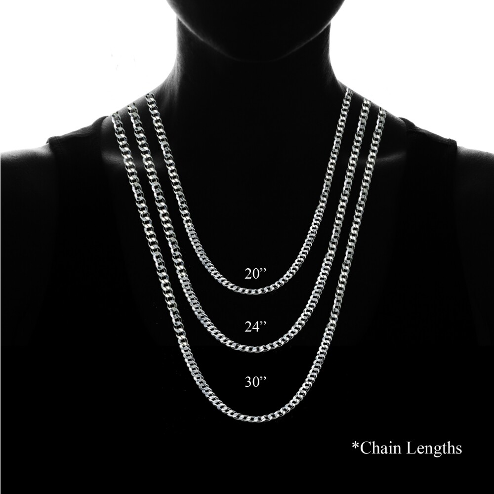 Sterling Silver Italian 5mm Diamond-Cut Cuban Curb Link Chain Necklace 30 Inches