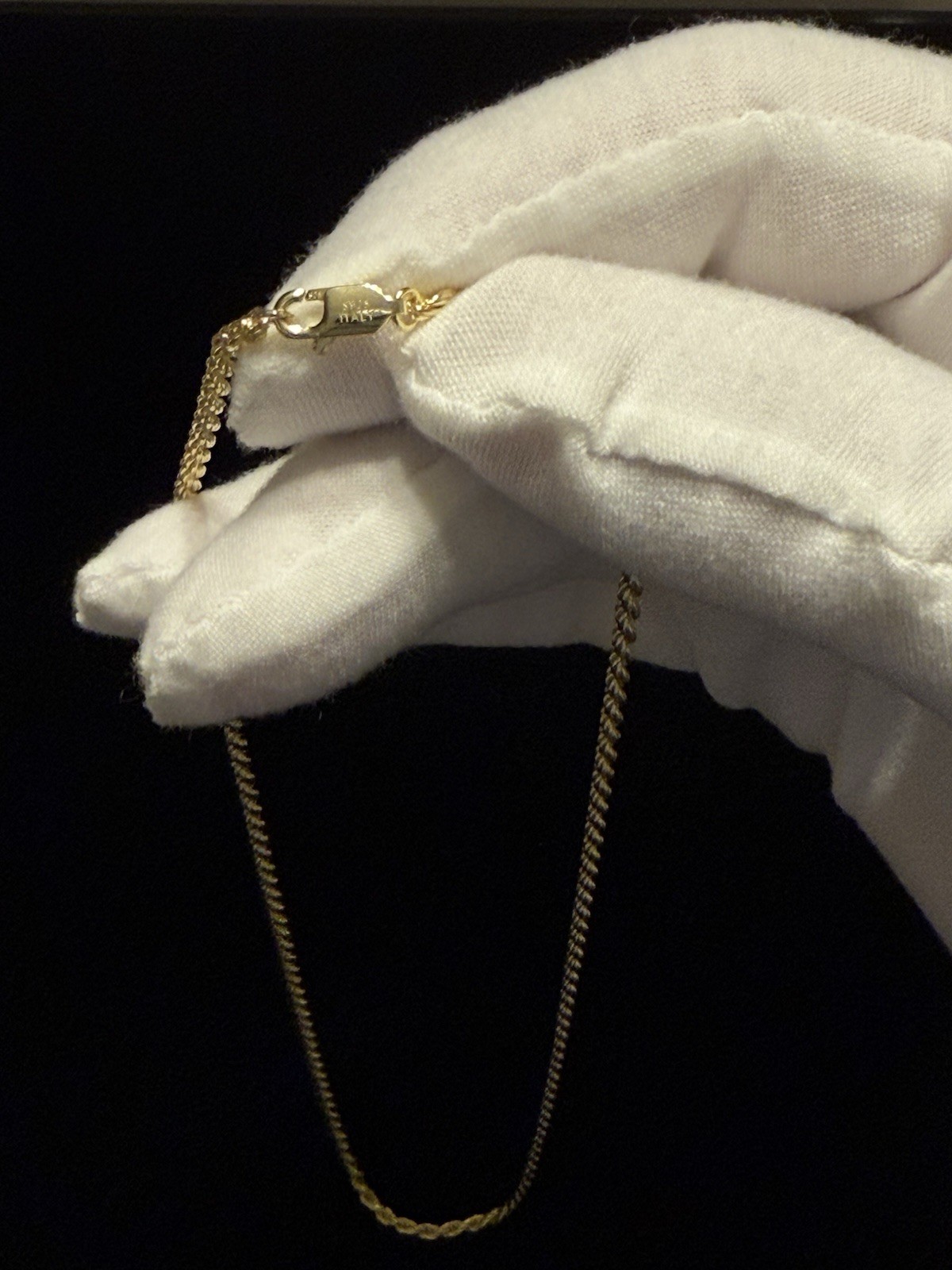 2.3mm Rope Chain With 14k Gold Over 925 Silver In 20 Inches Long.