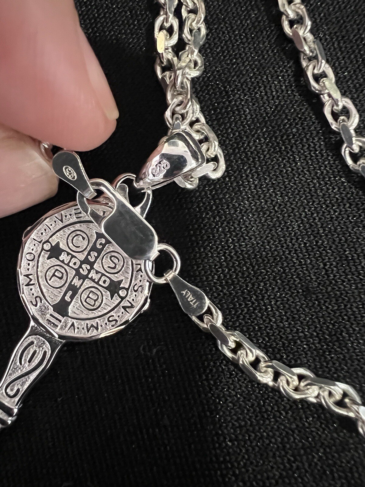 925 Sterling Silver Mens St Benedict Key San Benito Llave & Forz Chain 20 24 30