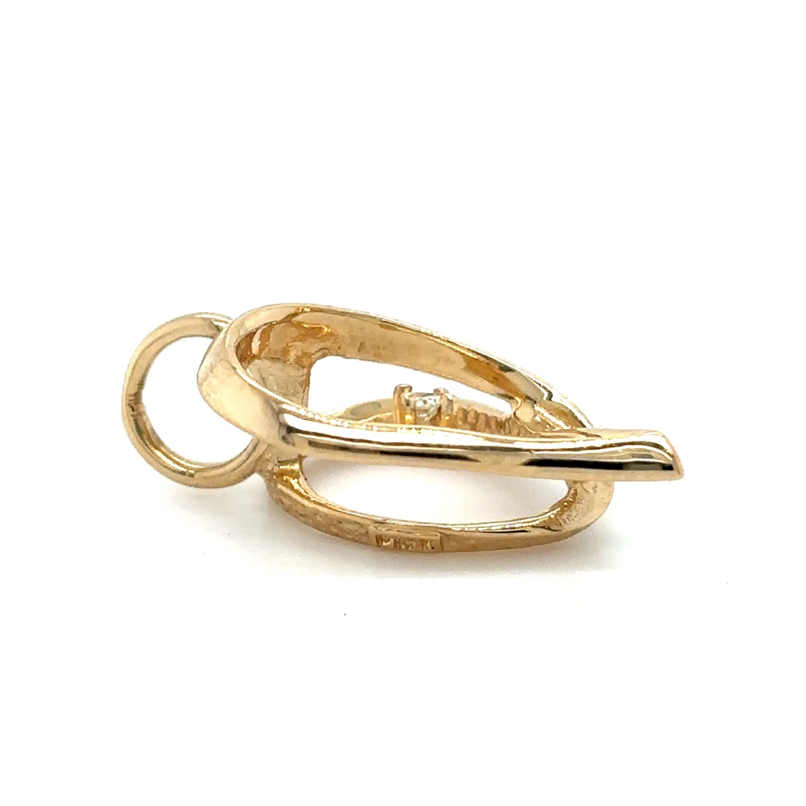 14k Yellow Gold Diamond Accent Heart Pendant 1.6g 0.75 in