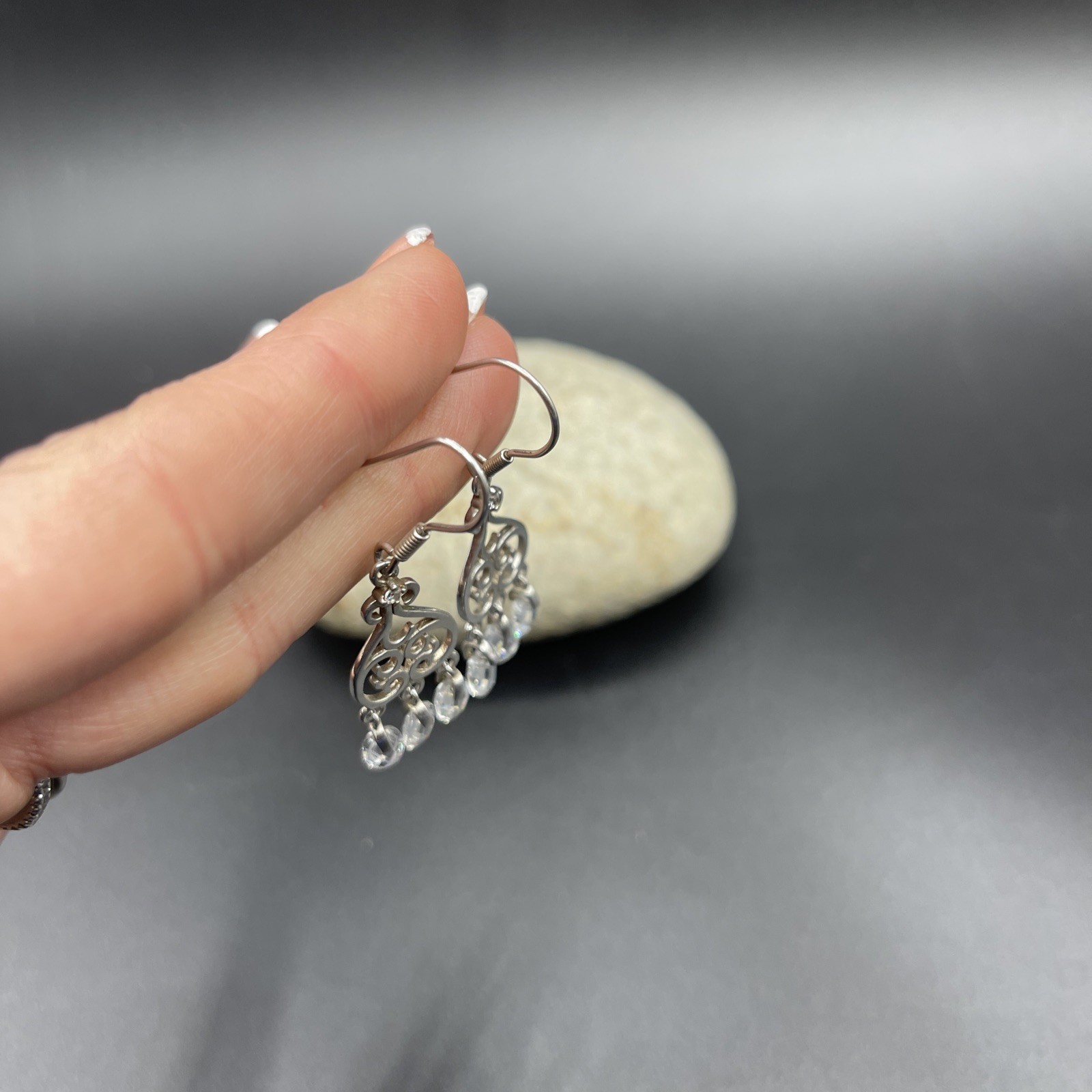 Stunning 925 Sterling Silver Dangle Earrings **A MUST SEE BEAUTIFUL** #I190
