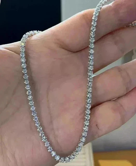 18Ct Round Cut Lab Created Diamond Women’s Tennis Necklace 14k White Gold Plated