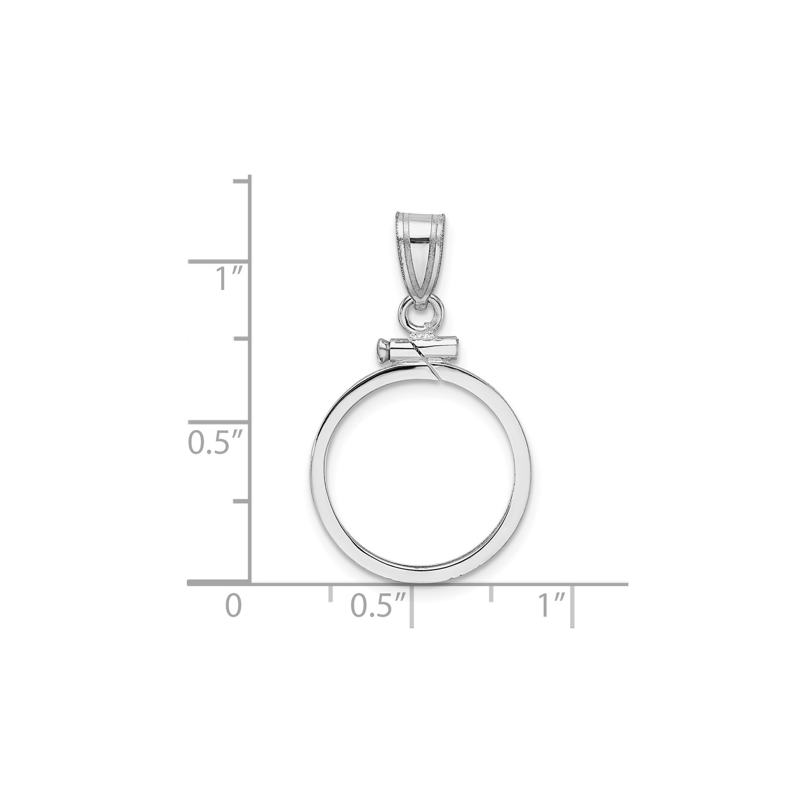 1/10 oz $5 American Gold Eagle Coin Bezel 16.5mm Reeded Screw Top 14k White Gold