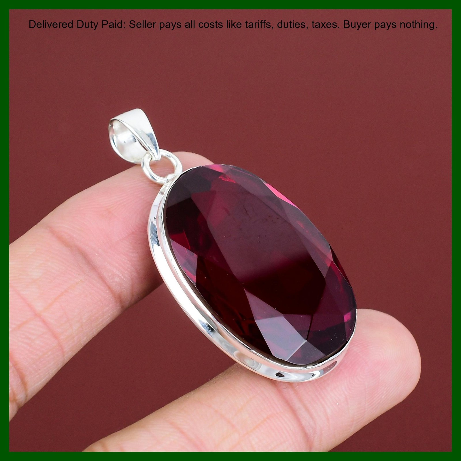 Oval Rubellite Stone Anniversary Sister Birthday Wedding Boho Pendant 925 Silver