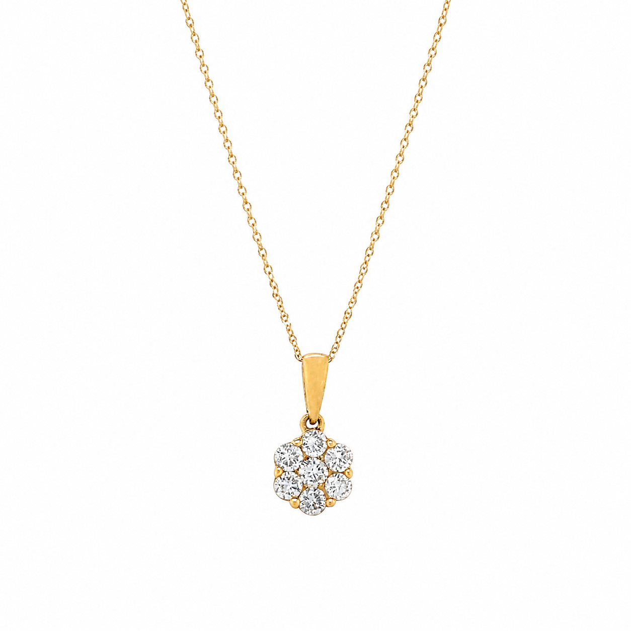 0.50 cttw Natural Diamond Illusion Pendant Necklace, 14KY Adjustable Chain
