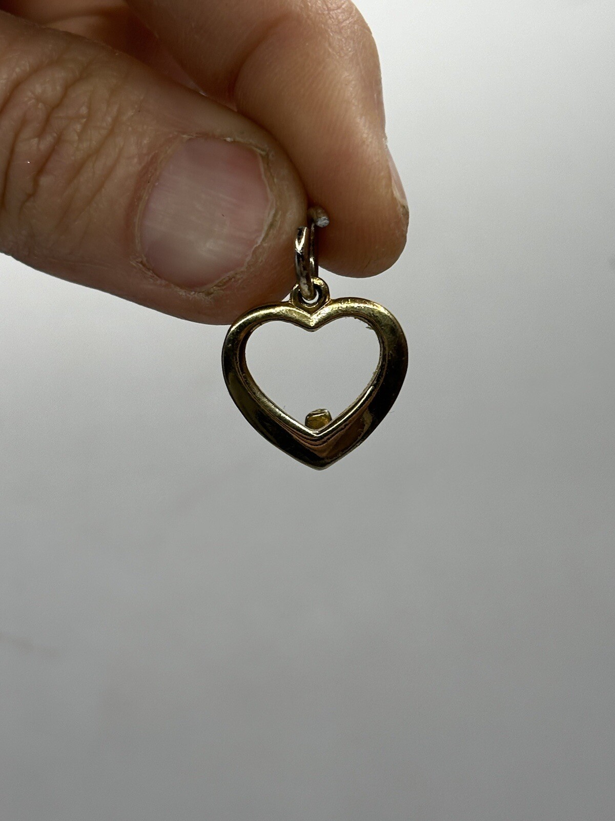 Gold Toned Hollow Love Heart Outline Pendant or Charm Unknown Gold Karats