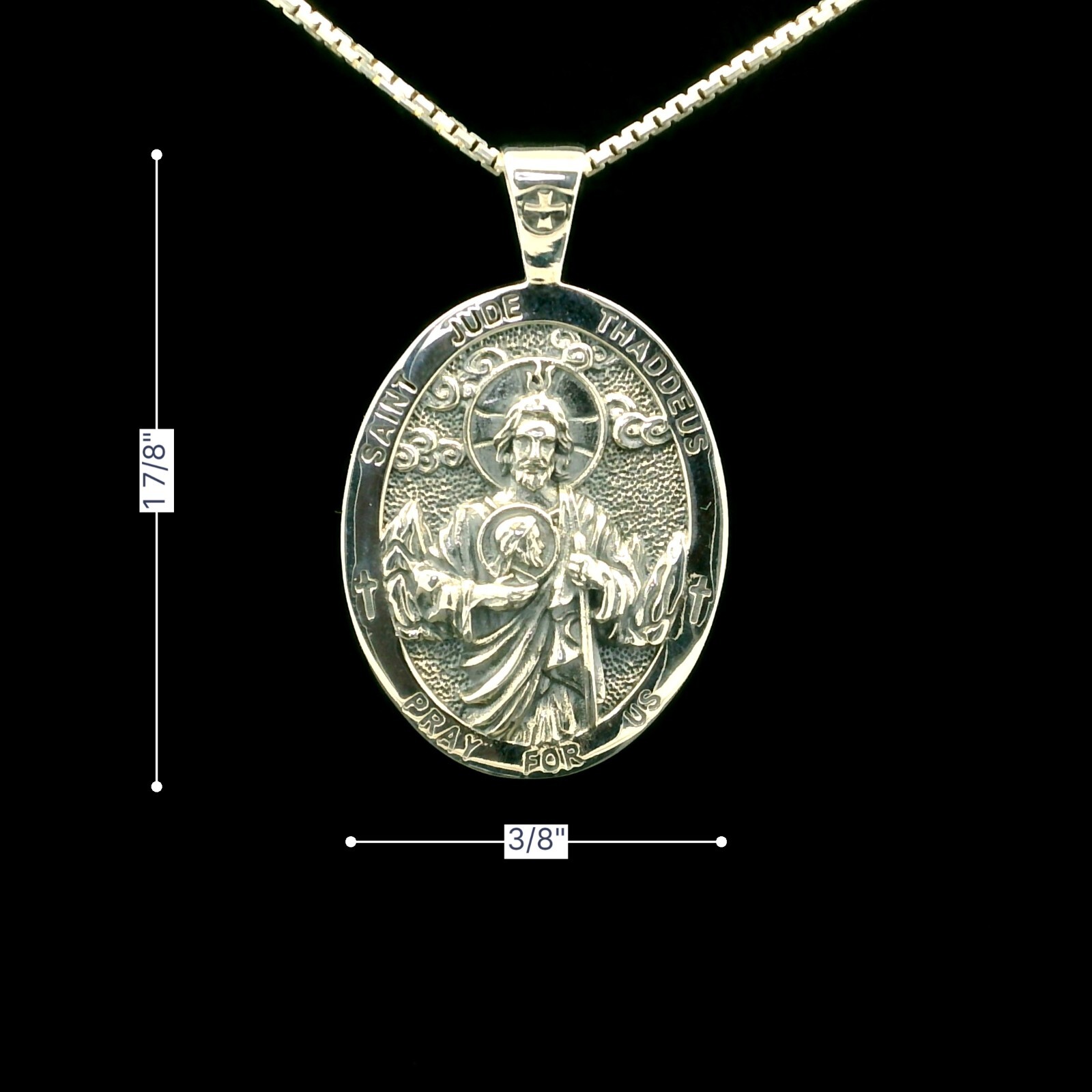 925 Sterling Silver Two-Sided Saint Jude Necklace