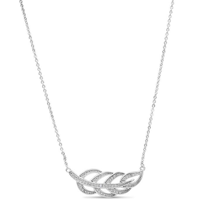 Ornate Diamond Leaf Necklace, 18 Inches