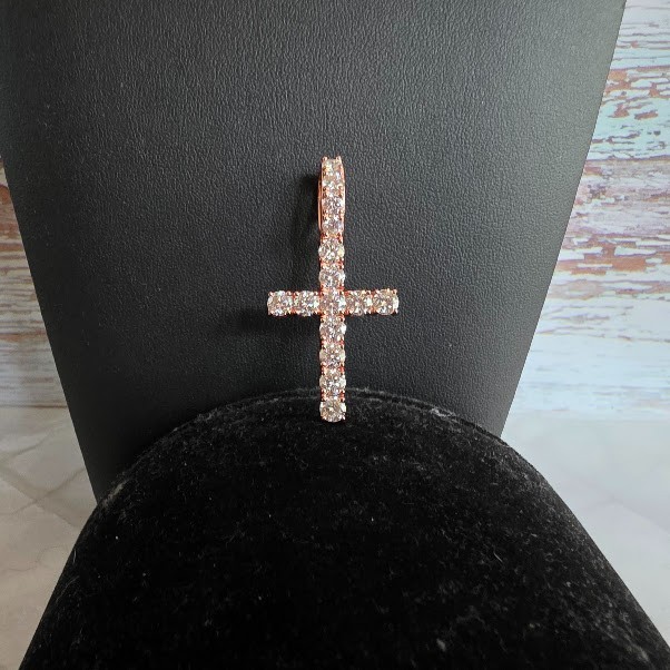 Moissanite Tennis Cross Rose Gold over Sterling Silver 925