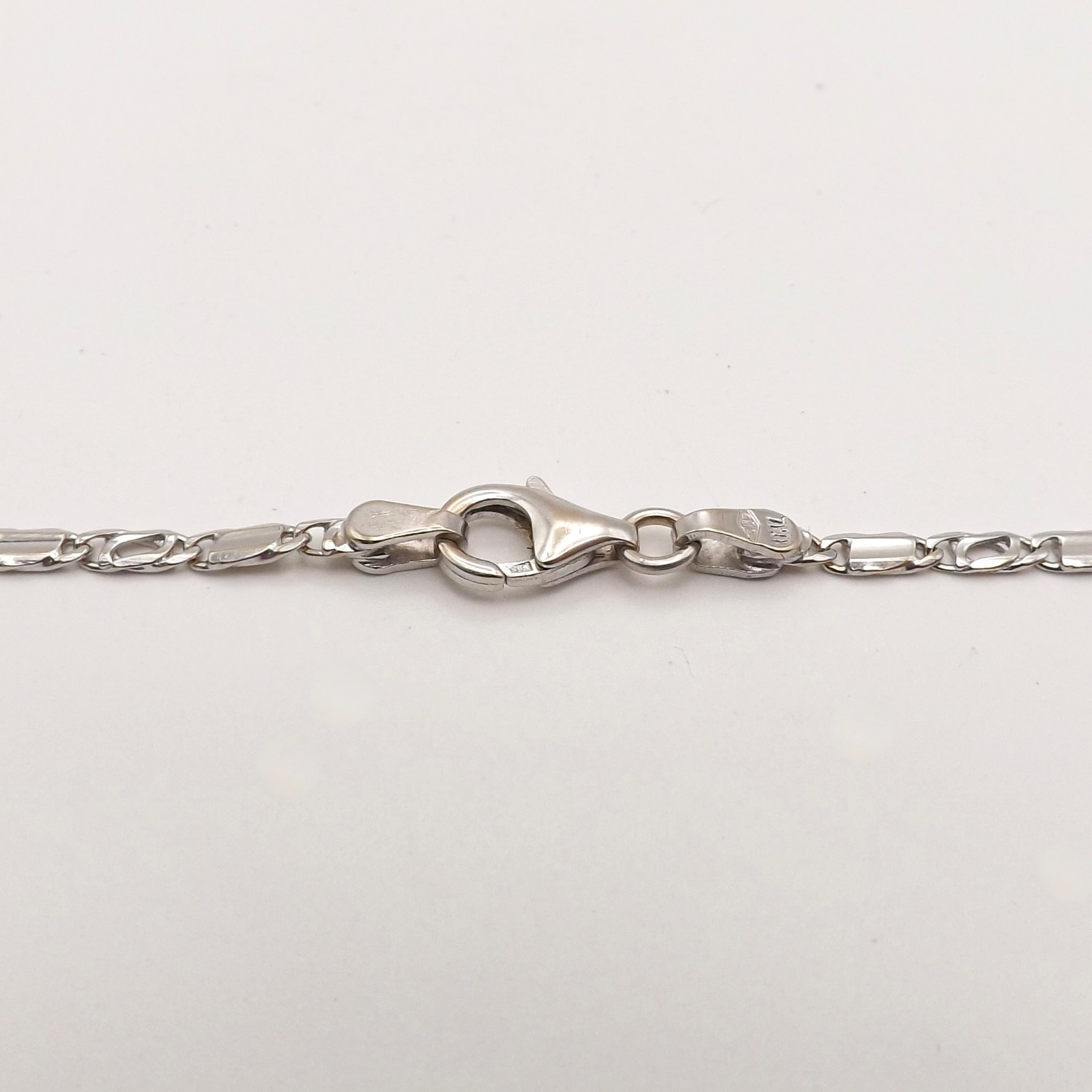 Solid 14k White Gold Tiger Eye Bar Link Pendant Chain Necklace Italy 20in