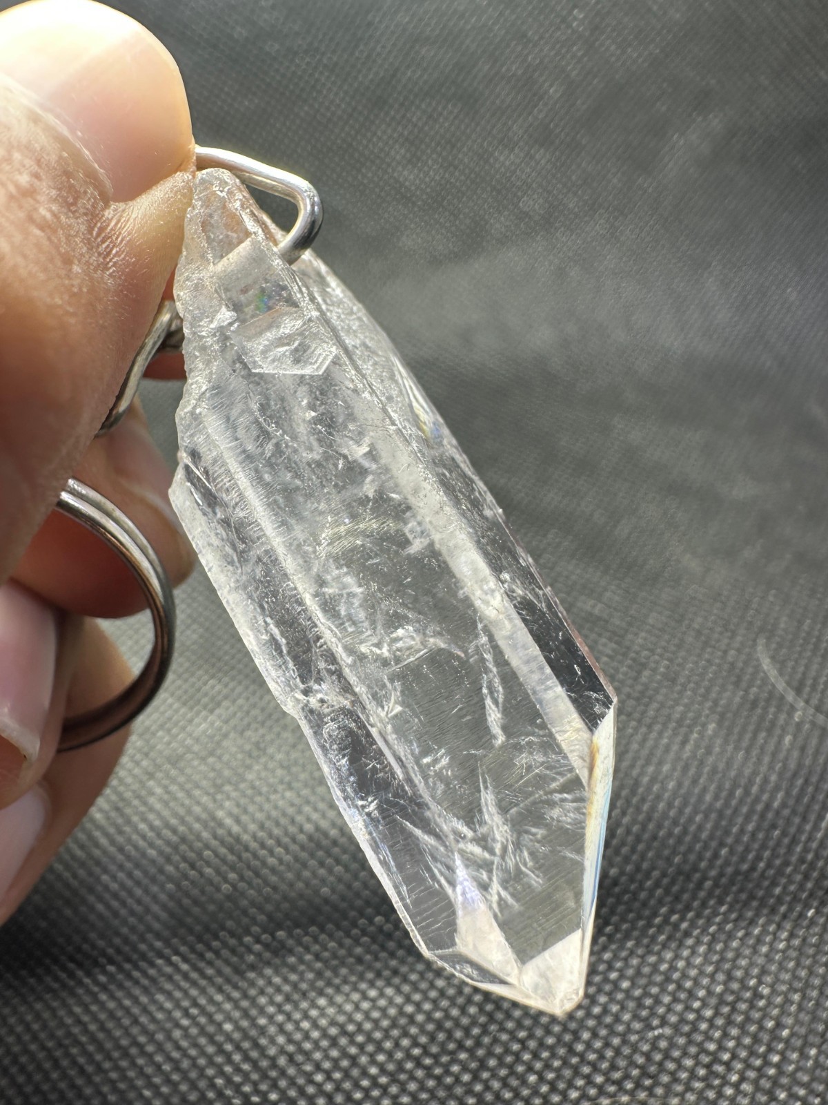 Rare Top Quality Natural Gemstone White Quartz Eye Clean Oustanding Pendant