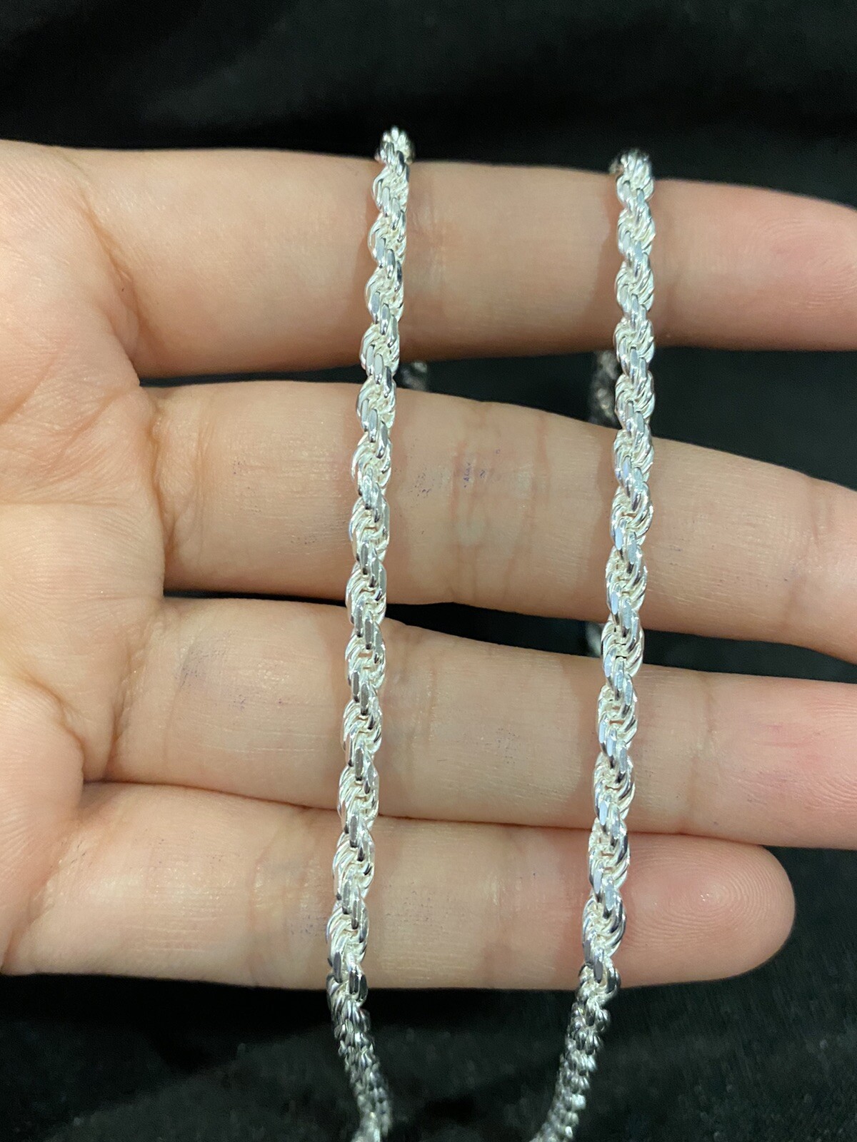925 Sterling Silver Mens Male Boys Girls Womens Twisted Rope Chain Necklace 24″