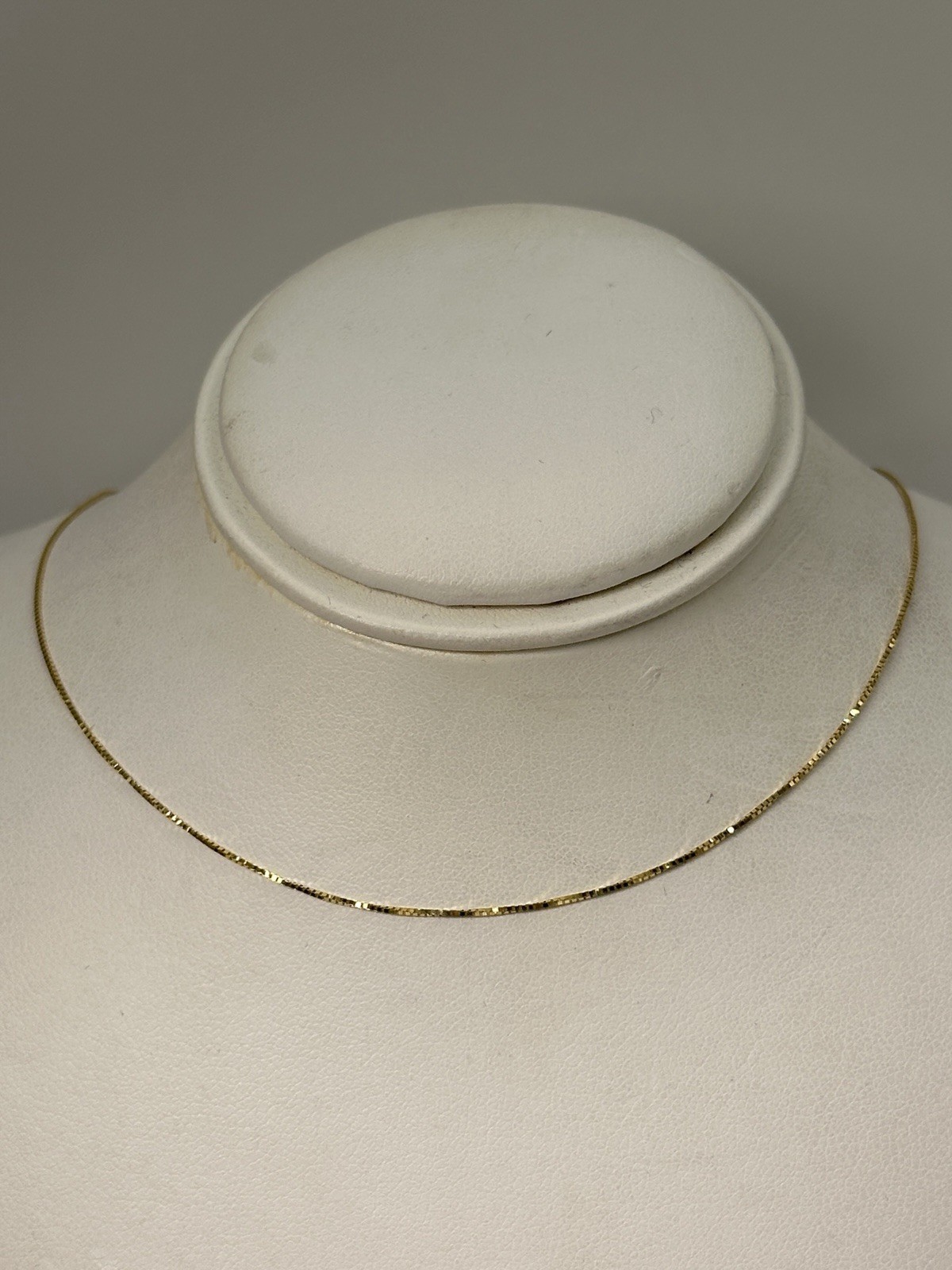 14K Yellow Gold Box Link Chain Necklace, 16”, 0.5 mm, 0.8 g
