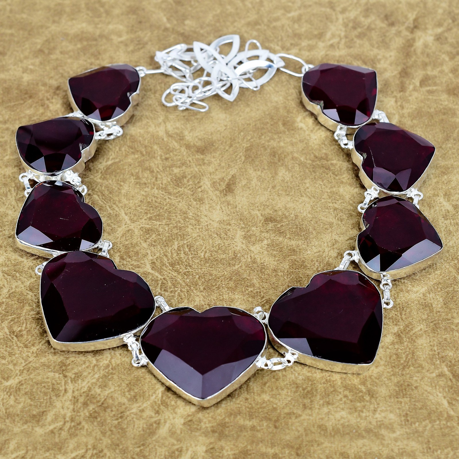 Natural Mozambique Garnet Gemstone Necklace 925 Sterling Silver Handmade Jewelry