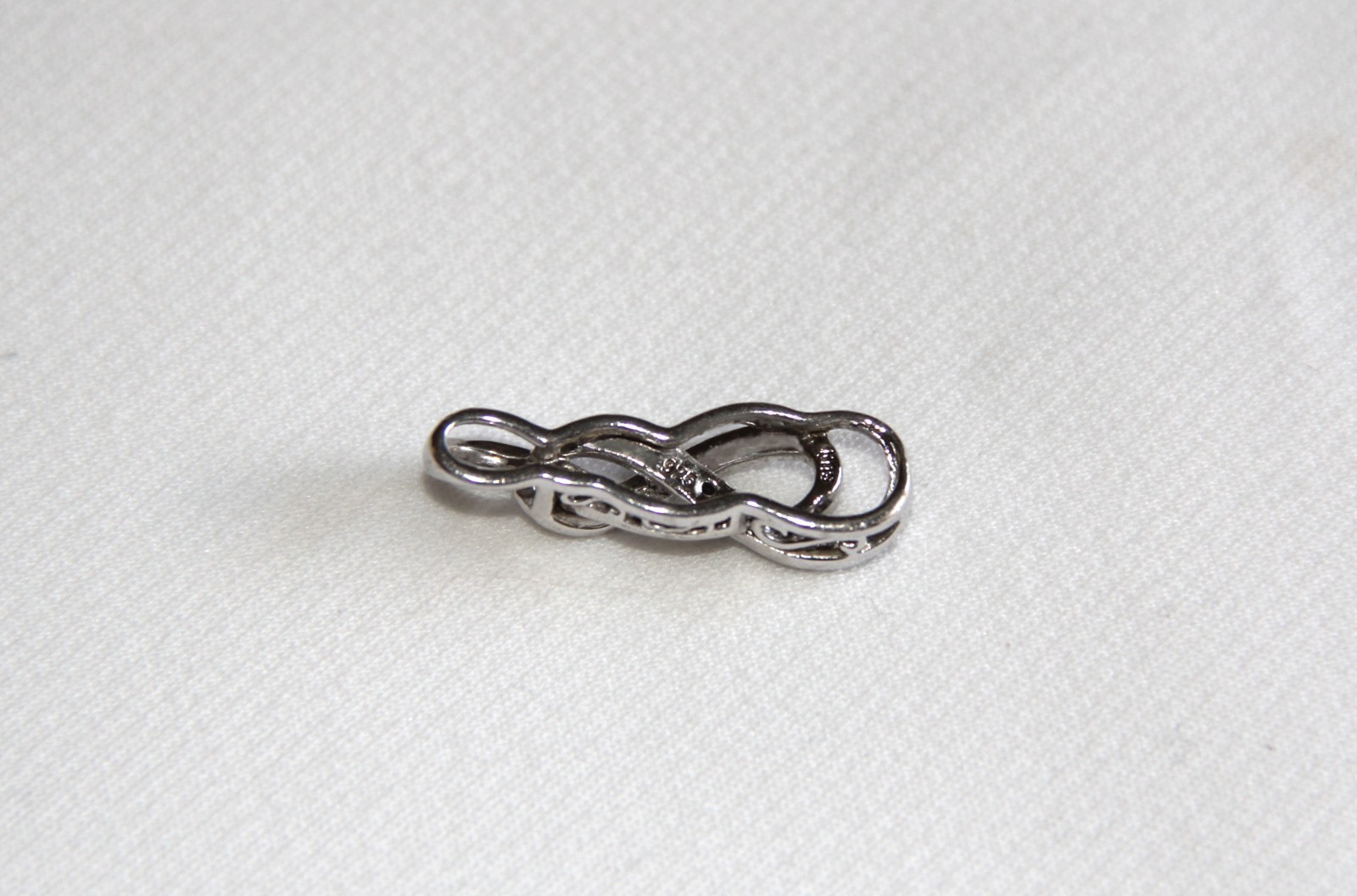 Sterling Silver Black and White Diamonds Infinity Pendant Necklace