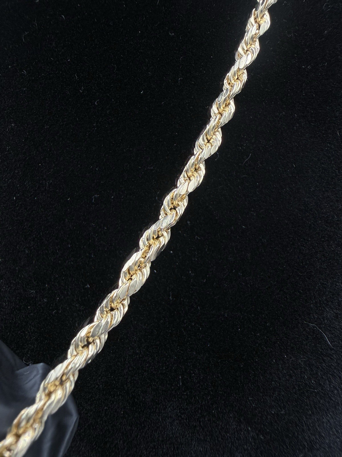 10k Solid Gold Set 4mm 24” Rope & Genuine Purple Jade 10k Solid Gold Bezel