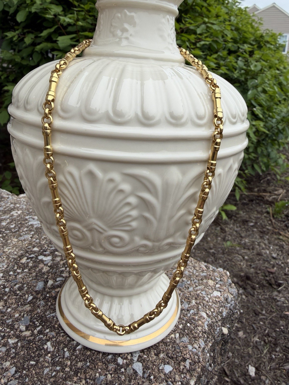 Tiffany & Co 18K Gold Barrel Bar Link 4mm Chain Necklace, 20 Inches, 45.2 Grams