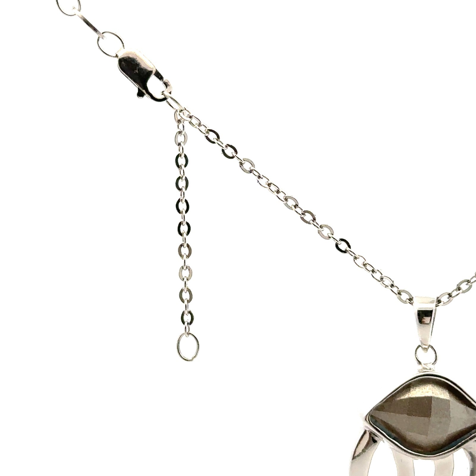 Sterling Silver And CZ Jellyfish Necklace (3/4 x 1 1/2 Inch) 18 + 1 In. Extender