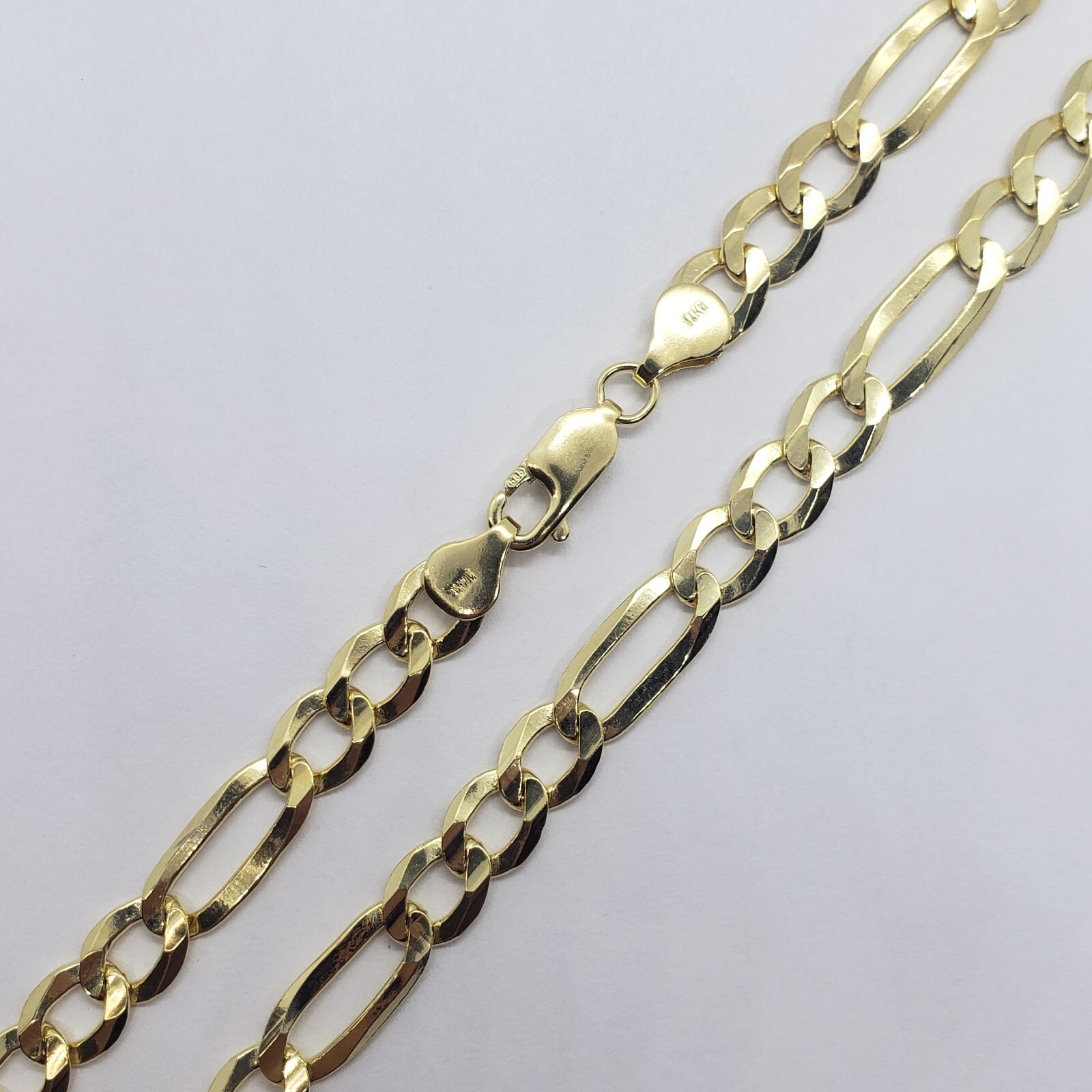 Authentic 14K Solid Gold Figaro Link Chain Men Women 6.5mm~7mm Necklace 7″~30″